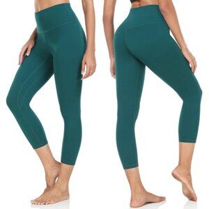Yunoga High Waisted Cropped 21" Yoga Leggings XL in Teal